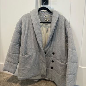 NWT Madewell Sweatshirt Puffer Coat - Heather Asphalt Gray